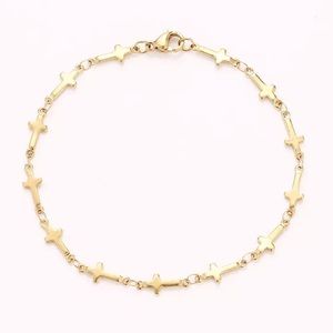 🎉 New Gold Plated Stainless Steel Cross Bracelet
